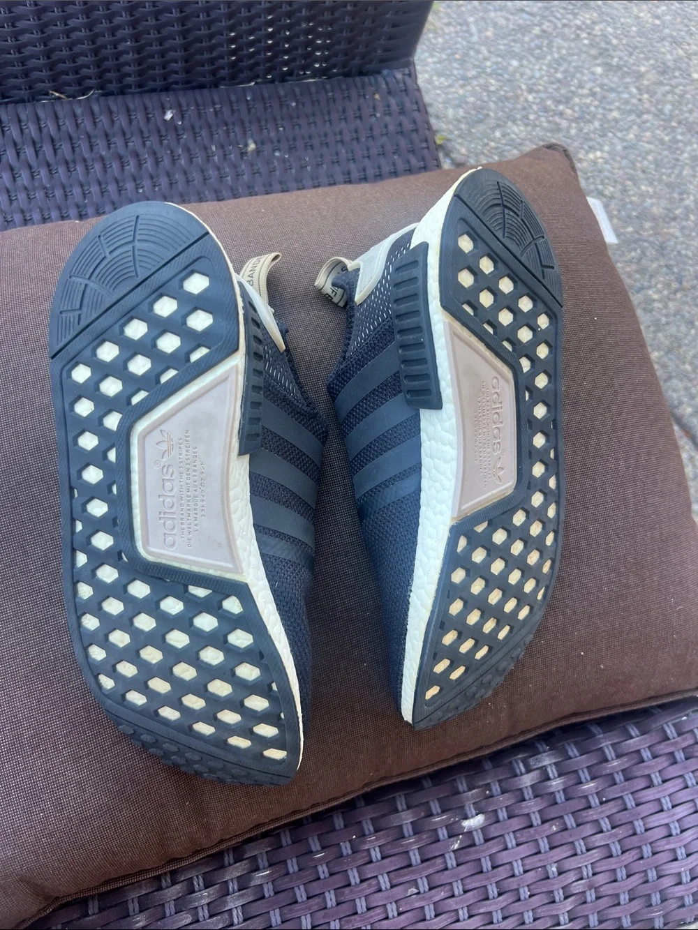 adult unisex adidas Black and White NMD R1 Knit Sneakers